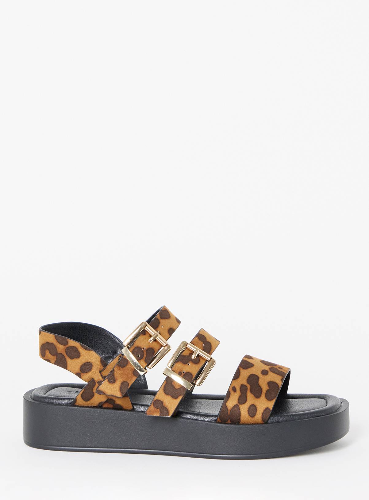 SIMPLY BE Triple Strap Leopard Comfort Sandals Wide Fit 5 - Image 3